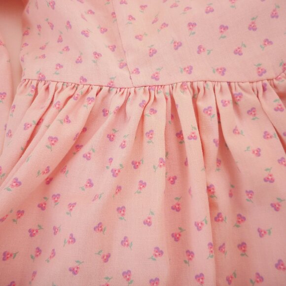 Vintage Handmade Dress Girls Size 5 (approx) Sailor Bib Collar Pink Pansy Floral - Picture 8 of 9